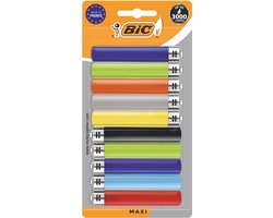 BIC J26 Maxi - Aanstekers - Voor kerstkaarsen - Vuursteen Flint - Diverse kleuren - Kindveilig - 10 Stuks