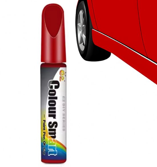 Rode lakstift met kwastje voor kras- en steenslag herstel auto motor fiets waterbestendig 12 ml