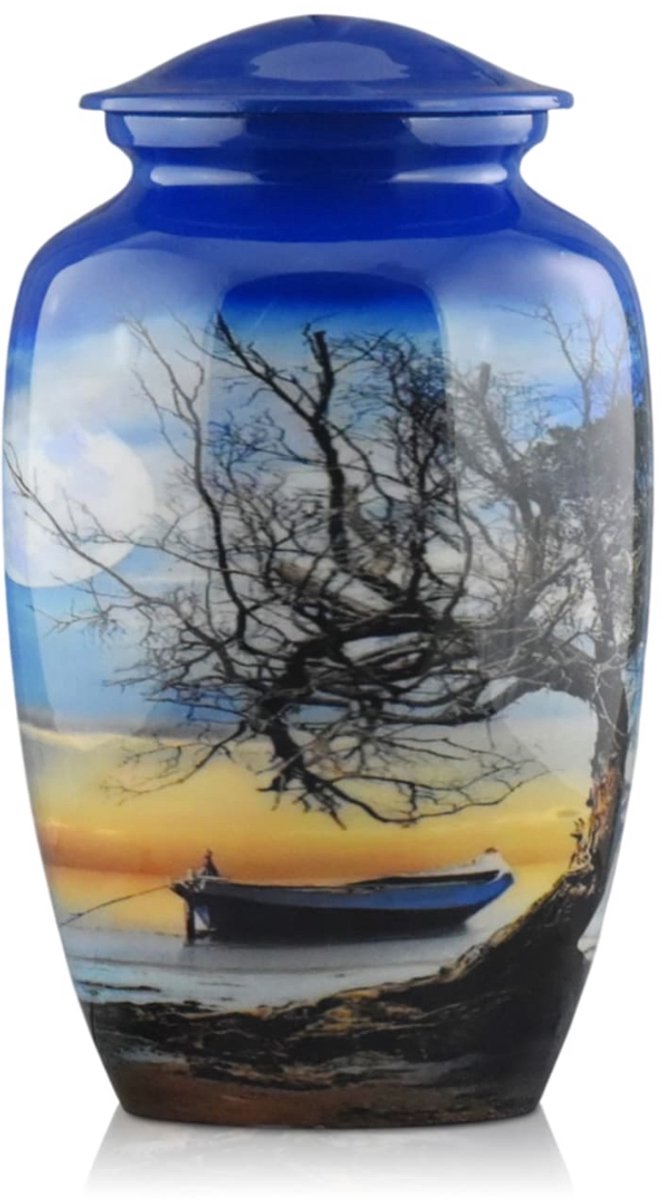 Akerz urn bootje - 3.5 Liter - Crematie Urn - Voor Huisdieren of Menselijk As - Crematie As - Urn - Begrafenis