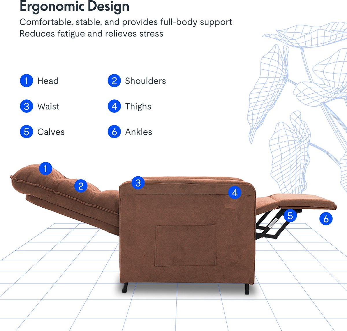 Afbeelding 3 van FLEXISPOT Elektrische Relaxstoel Ergonomisch Mokka