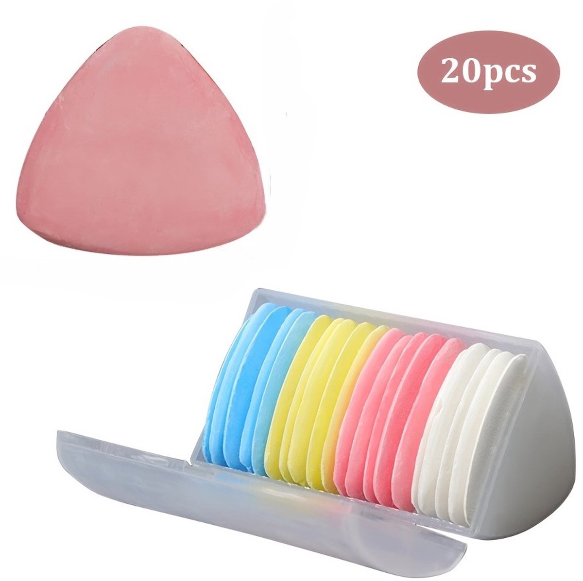Set van 20 kleermakerskrijt - Naaikrijt - Driehoekige kleermakerskrijt - Doosstofkrijt - Naaikrijt - Driehoekige krijt - voor kleermaken - naaien - quilten en knutselen (4 kleuren)