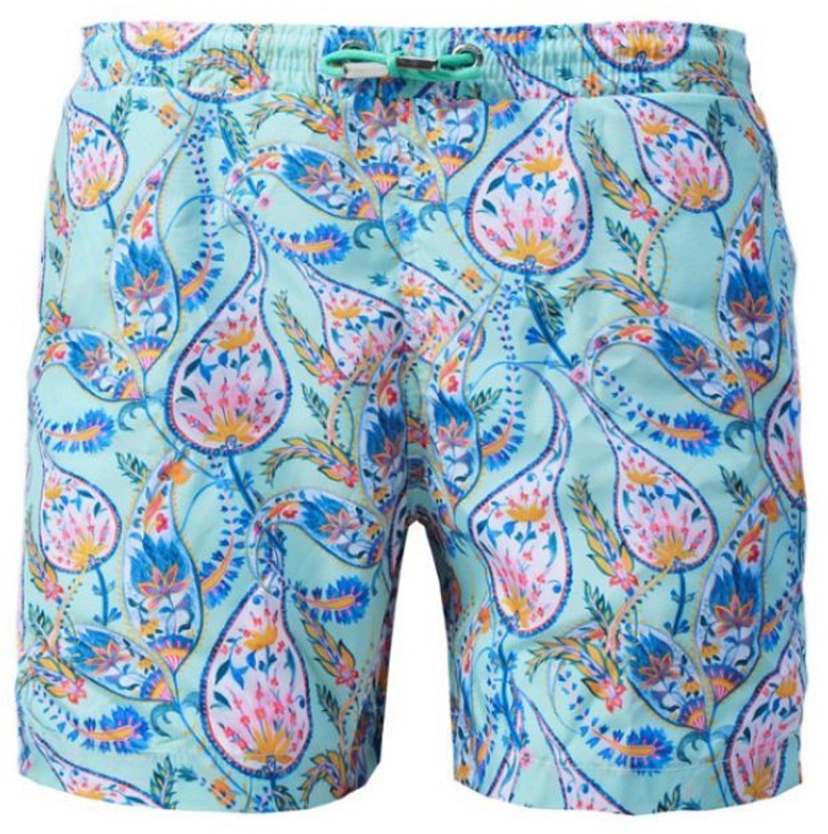 Moustard London Heren Zwembroek Mint Paisley Print – Zwemshort Sneldrogend – Strand & Vakantie – Maat S t/m XXL