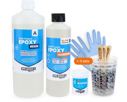 Mr.Boat Epoxy Universeel - 1500 gram - Transparante Resin / Epoxyhars - Met UV blocker - Mengbekers - Handschoenen – Tongspatels
