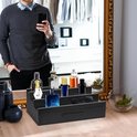 Parfumhouder Organizer, Opbergrek voor Parfum, 3-laags Zwart Houten