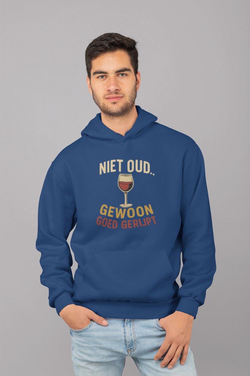 Goed Gerijpt - Verjaardag Hoodie Navy - Grappig Hoodie - Maat M - Verjaardag Cadeau Mannen - Limited Edition