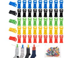 Sokkenclips - 50 stuks - Droogrek tegen verlies - Sokkenclips voor wasmachine en droger - Kleurrijke sokkendroogclips - 5 kleuren - Sorteer- en opbergclips