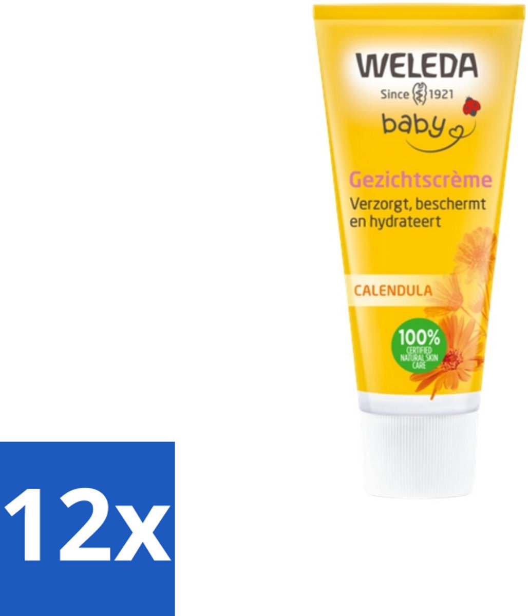 Image of 12 x WELEDA - Gezichtscrème - Baby & Kind Calendula - 50 ml - Babyhuid - Gezichtscrème - Natuurlijke Verzorging - Biologische Calendula - Kamille