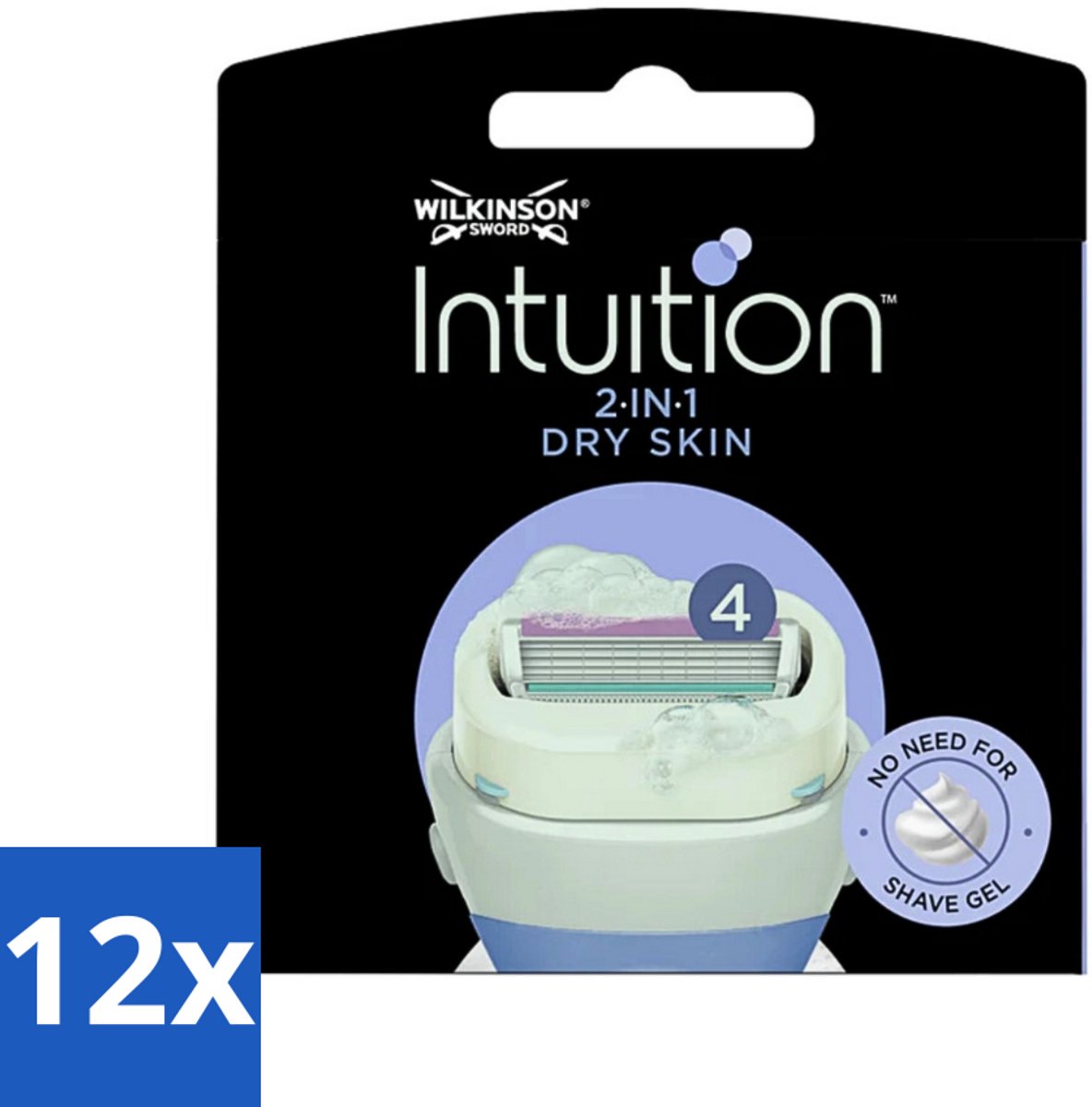 12 x Wilkinson Sword - Navulmesjes - Intuition Mesjes Dry Skin - Verzachtend - 3 mesjes - Scheermesjes - Droge Huid - Scheermes - Scheerapparaat - Wilkinson Intuition