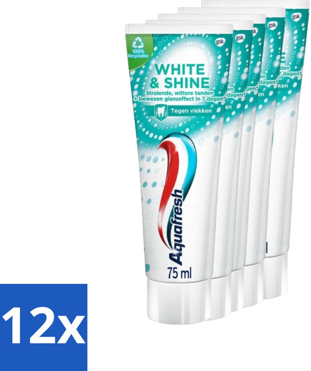 12 x Aquafresh White & Shine Tandpasta - Wittere Tanden - Voordeelverpakking - 5 tubes - Witte Tanden - Tandpasta - Tandenpoetsen - Tandvleesontsteking - Glazuurbescherming
