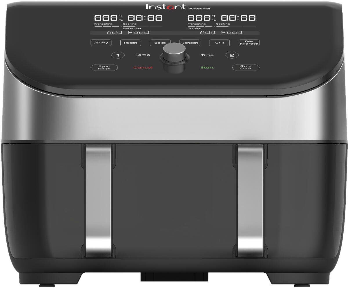 Instant Vortex Plus VersaZone Airfryer 8,5 L - RVS ClearCook Raam - Dubbele Mand of XXL Enkele Zone - 8-in-1 met SyncCook en SyncFinish - EvenCrisp Luchtstroom - Energiezuinig en Stille Werking