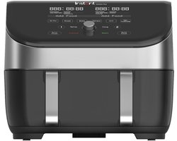 Instant Vortex Plus VersaZone Airfryer 8,5 L - RVS ClearCook Raam - Dubbele Mand of XXL Enkele Zone - 8-in-1 met SyncCook en SyncFinish - EvenCrisp Luchtstroom - Energiezuinig en Stille Werking
