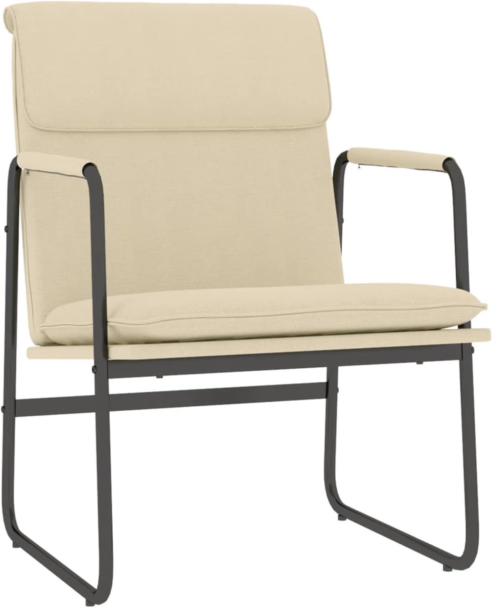 vidaXL Loungestoel - 55x64x80 - cm - stof - crèmekleurig
