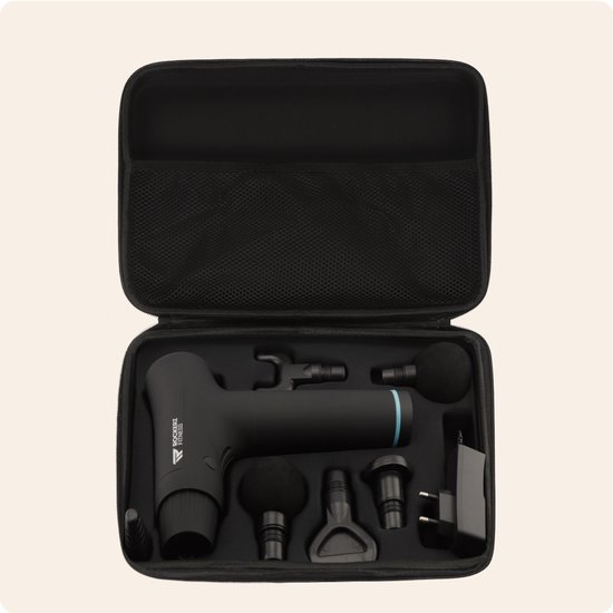 Rockerz Massage Gun - Massage gun professioneel - Massage pistool - 6 opzetstukken - 30 snelheden - Inclusief koffer - Krachtig - Draadloos