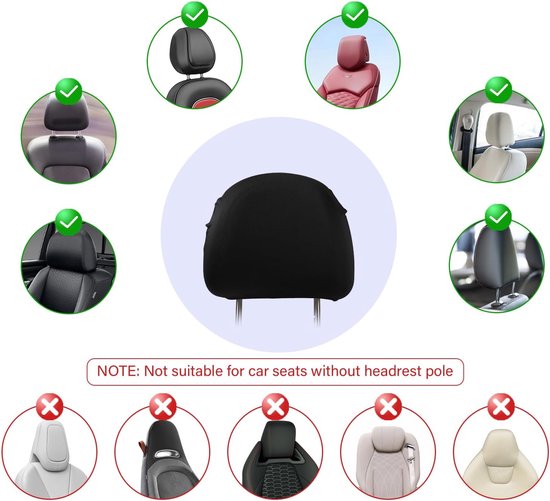 4stuks - Autohoofdsteunhoezen - Universele - Auto Interieur Stoel Accessoires Beschermhoezen - Autohoofdsteunhoes set - interieur auto accessoires - hoofdsteunbescherming van Merkloos — afbeelding 2