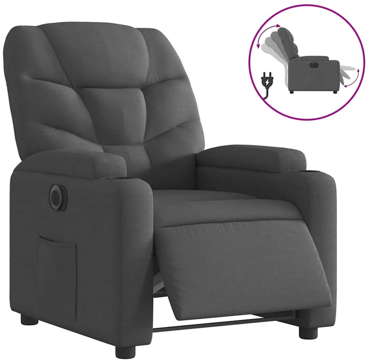 vidaXL - Fauteuil - elektrisch - verstelbaar - stof - donkergrijs