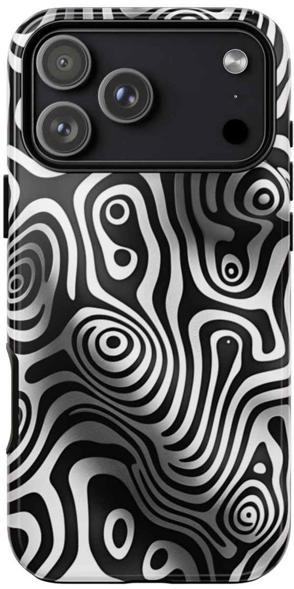 Zwart-Wit Abstract Lijnenspel – Telefoonhoesje Geschikt voor iPhone 17 Pro Max