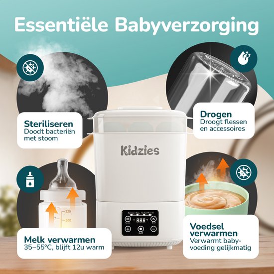 Kidzies® 3-in-1 Flessen sterilisator - Elektrisch - Droger - Flessenborstel - Flessenreiniger van Kidzies® — afbeelding 5