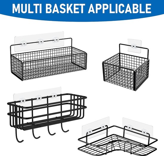 MOROBOR Zelfklevende haken, robuuste kunststof haken, wandsleutelhaken, kousenhouders voor thuis, keuken, badkamer, kantoor, deur, zwart, 20 stuks