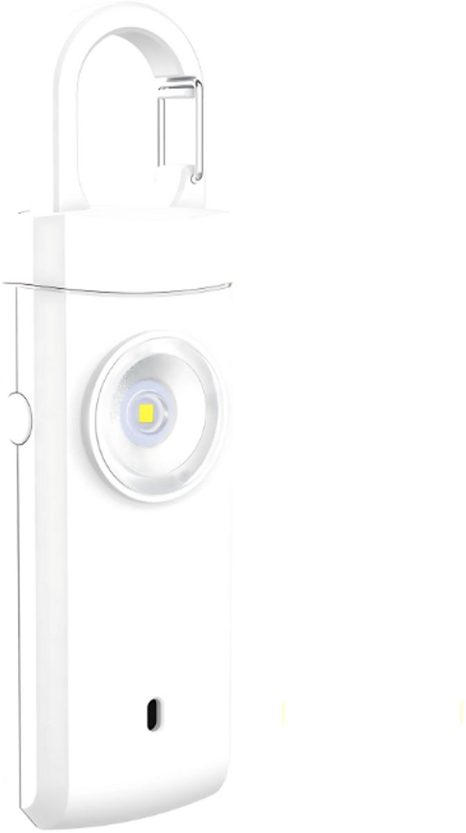 S4D® Premium Zakalarm – 130dB Persoonlijk Alarm met LED Zaklamp & Stroboscoop – Oplaadbaar via USB – Compact & Draagbaar – Verkrijgbaar in meerdere kleuren - Wit