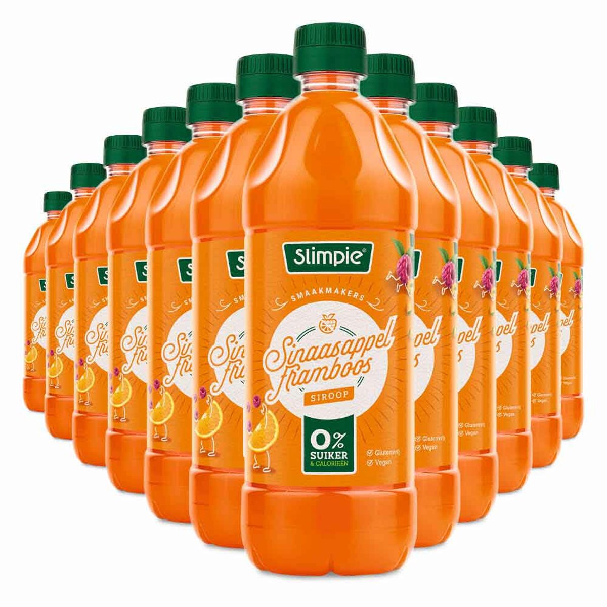 Slimpie Siroop Sinaasappel Framboos - 12 x 650 ml - Voordeelverpakking