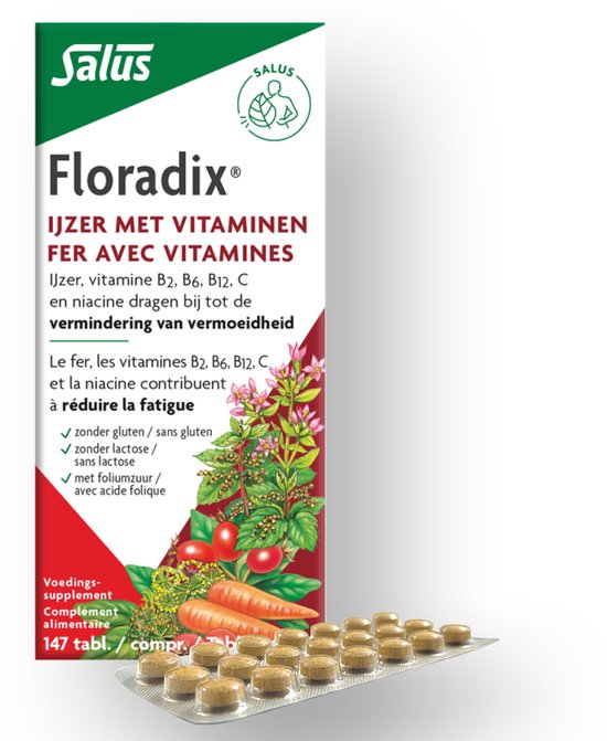 Salus Floradix IJzer-tabletten Bij vermoeidheid Voedingssupplement met ijzer 147 tabletten