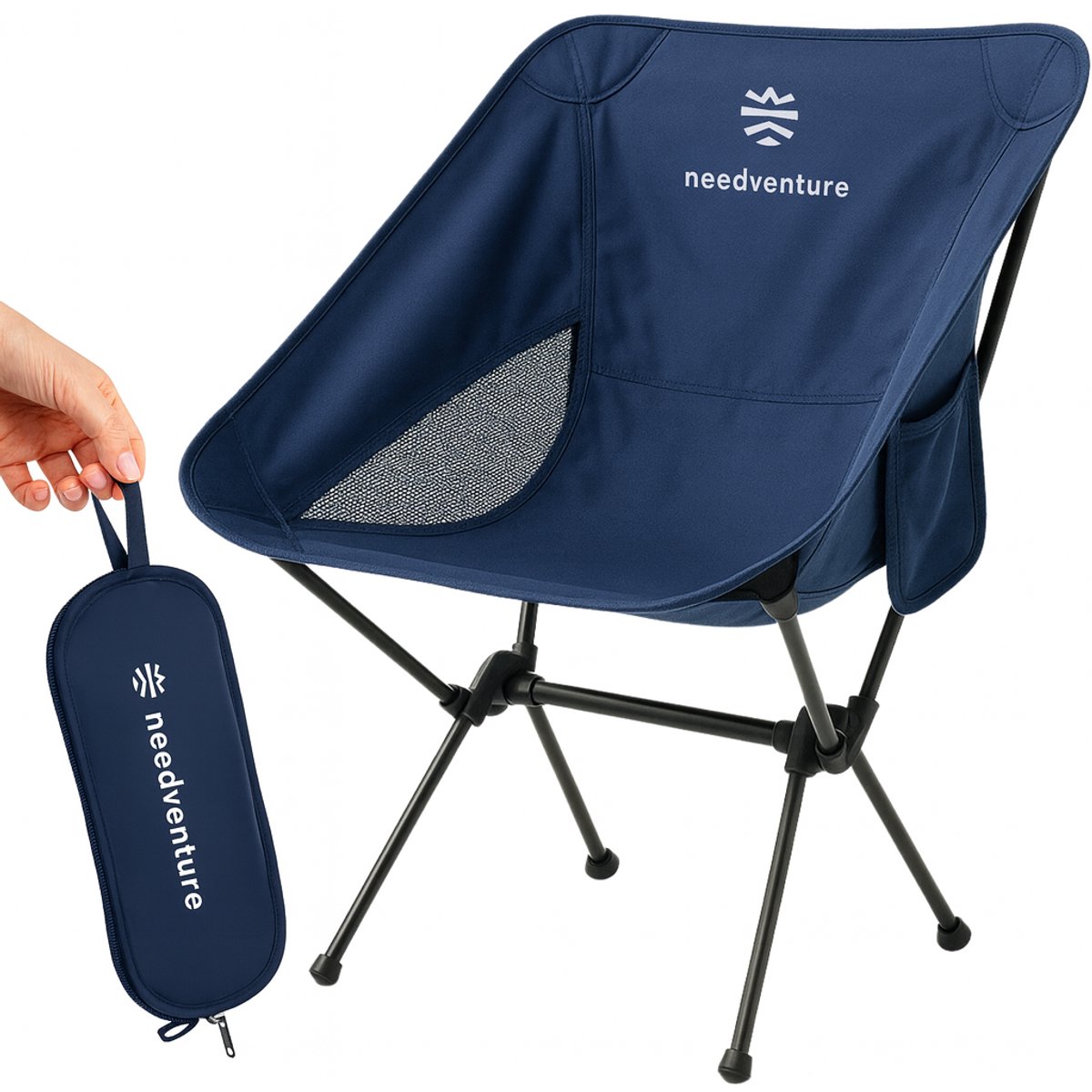 needventure® Campingstoel - Kampeerstoel - Strandstoel - Visstoel - Vouwstoel - Opvouwbaar - Inklapbaar - Lichtgewicht - Blauw