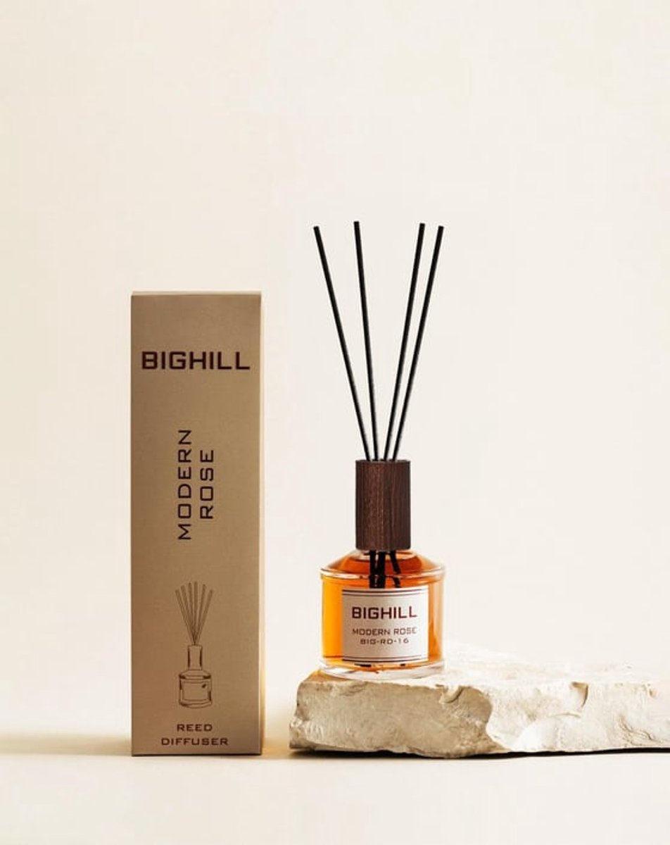 BIGHILL - REED DIFUSSER - LUXE GEURSTOKJES - HUISPARFUM - MODERN ROSE - 120 ML