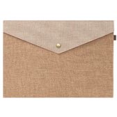 Techidna® - Documentenmap A4 - Stoffen / Linnen Look - Vegan Opbergmap / Dossiermap / Archiefmap - Envelopmap Organizer met Kliksluiting - Bruin - 33x23 cm