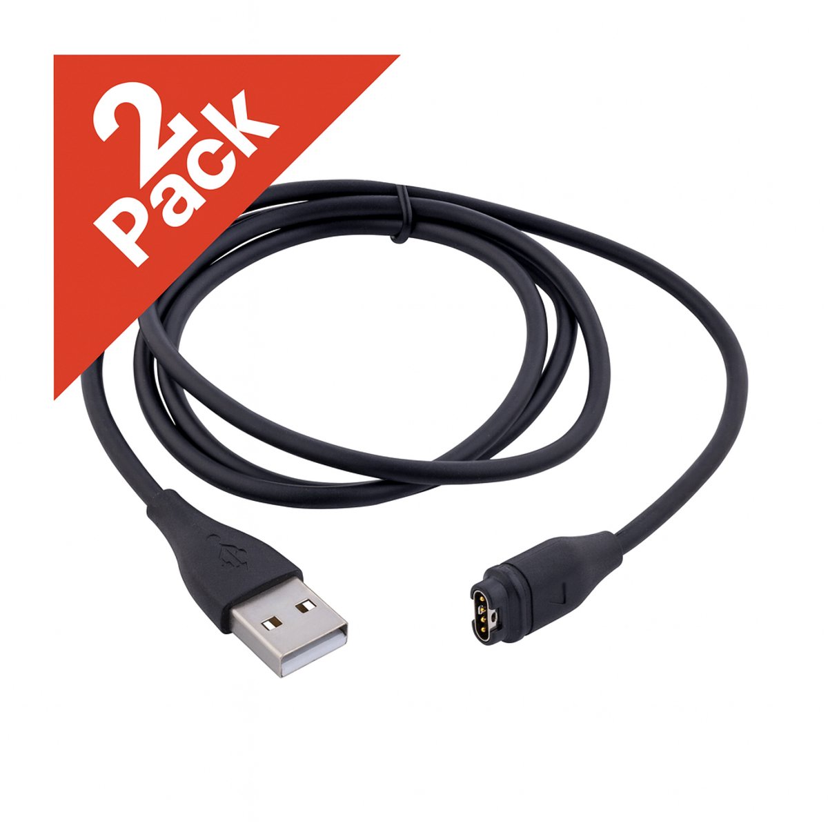 USB Oplaadkabel – 2-Pack – Geschikt voor Garmin Forerunner, Fenix, Instinct, Venu & Vivoactive – 1 Meter – Zwart