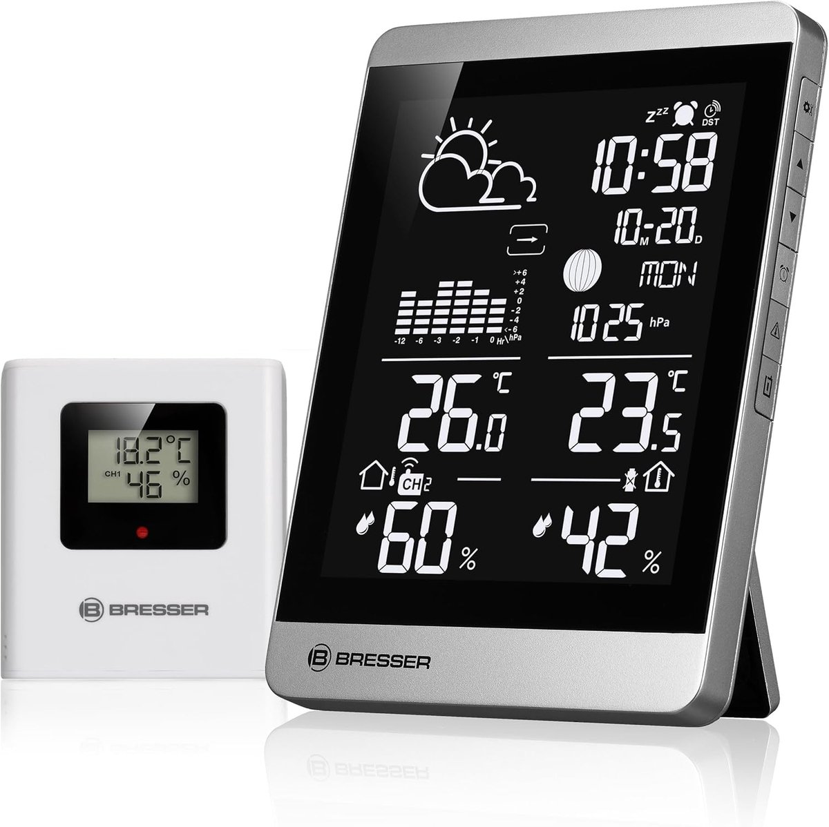 Draadloos Weerstation met Buitensensor voor Temperatuur- en Luchtvochtigheidsmeting, Weersvoorspelling en Maanfase