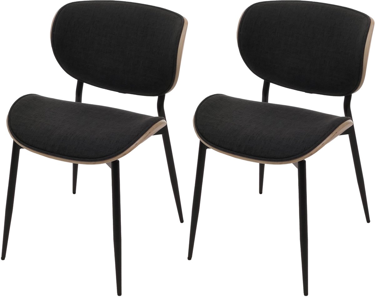 Set van 2 eetkamerstoelen MCW-O45, gebogen hout, stof (370 g/m²), MVG-gecertificeerd ~ naturel, donkergrijs