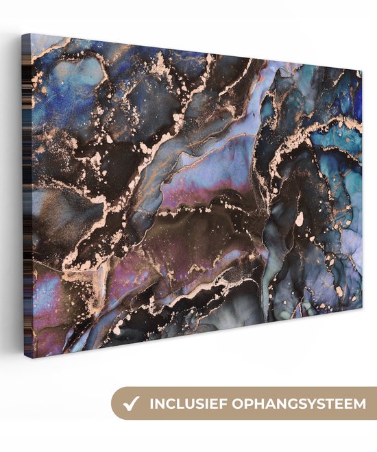 Toile Peinture Marbre - Goud - Rosé - 140x90 cm - Décoration murale