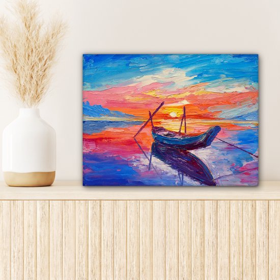 Toile - Peinture - Peinture à l'huile - Bateau - Water - 40x30 cm - Intérieur - Décoration Décoration murale