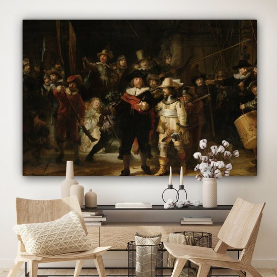Toile - Peinture La Ronde de Nuit - Art - Maîtres anciens - Rembrandt - 180x120 cm - Décoration murale - Salon