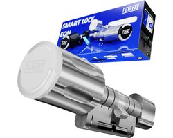 Flient® Smart Lock Eon - Slim Cilinderslot - 32.5/32.5 - Met Flient APP en Pasjes - Bluetooth & WiFi - RVS - Wit/Zilver - Waterdicht