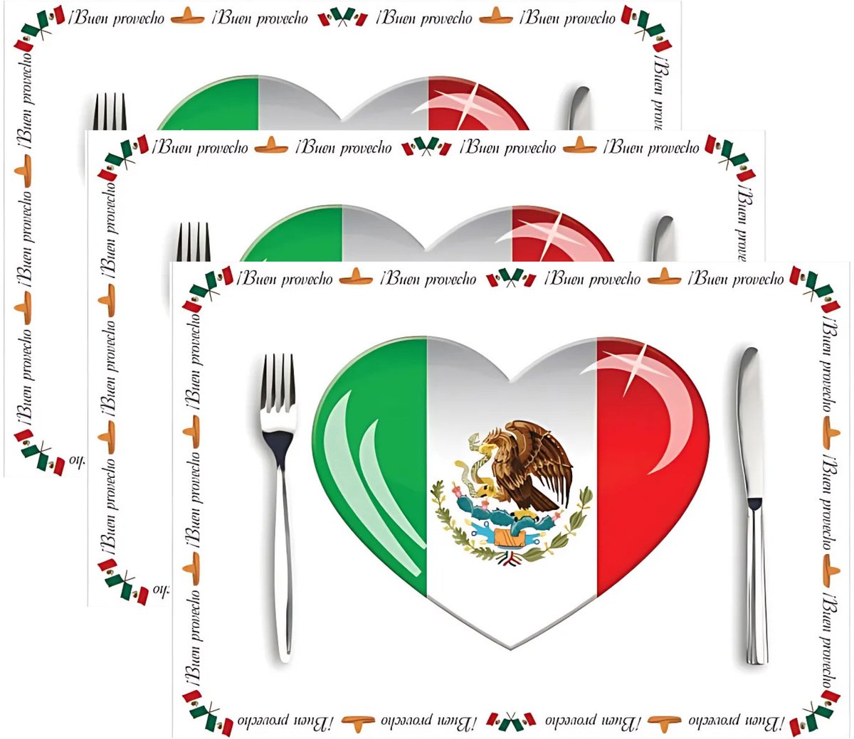 Placemat Mexicaans design - 30x stuks - 42 x 30 cm - 90g - Mexico - dineren - eetsmakelijk