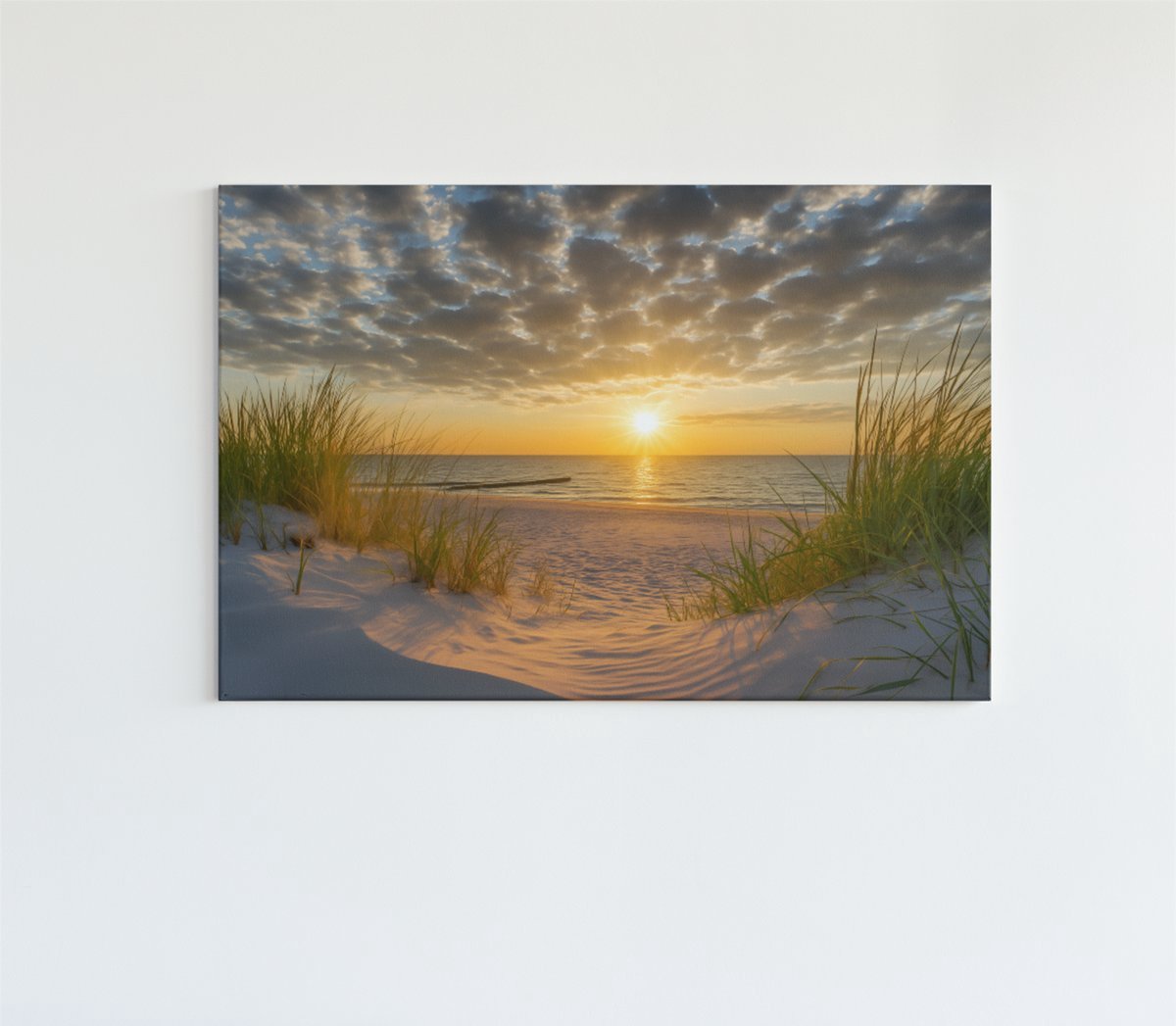 Trendex Global Canvas Schilderij - Landshappen - Strand bij Zonsondergang - 60x40x2 cm Bruin