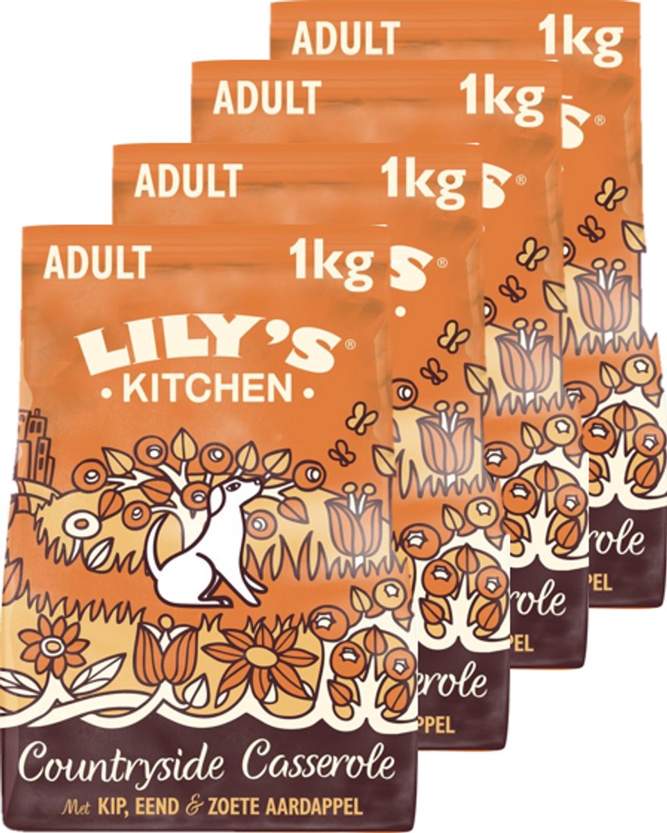 Lily's Kitchen Lily's Kitchen - Hondenvoer - Droogvoer - Countryside Casserole Stoofpotje Countryside met Kip & Eend - 4 x 1 kg