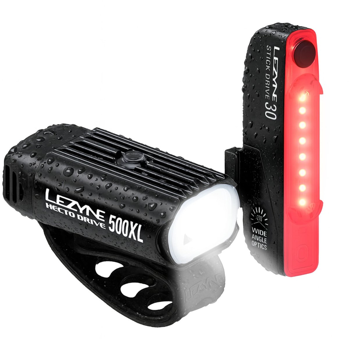 Lezyne Hecto Drive 500XL / Stick Pair - LED fietslampen - USB Oplaadbare Fietsverlichting Set - Fietslicht Voor en Achter - Verlichting Fiets - Waterdicht - Zwart