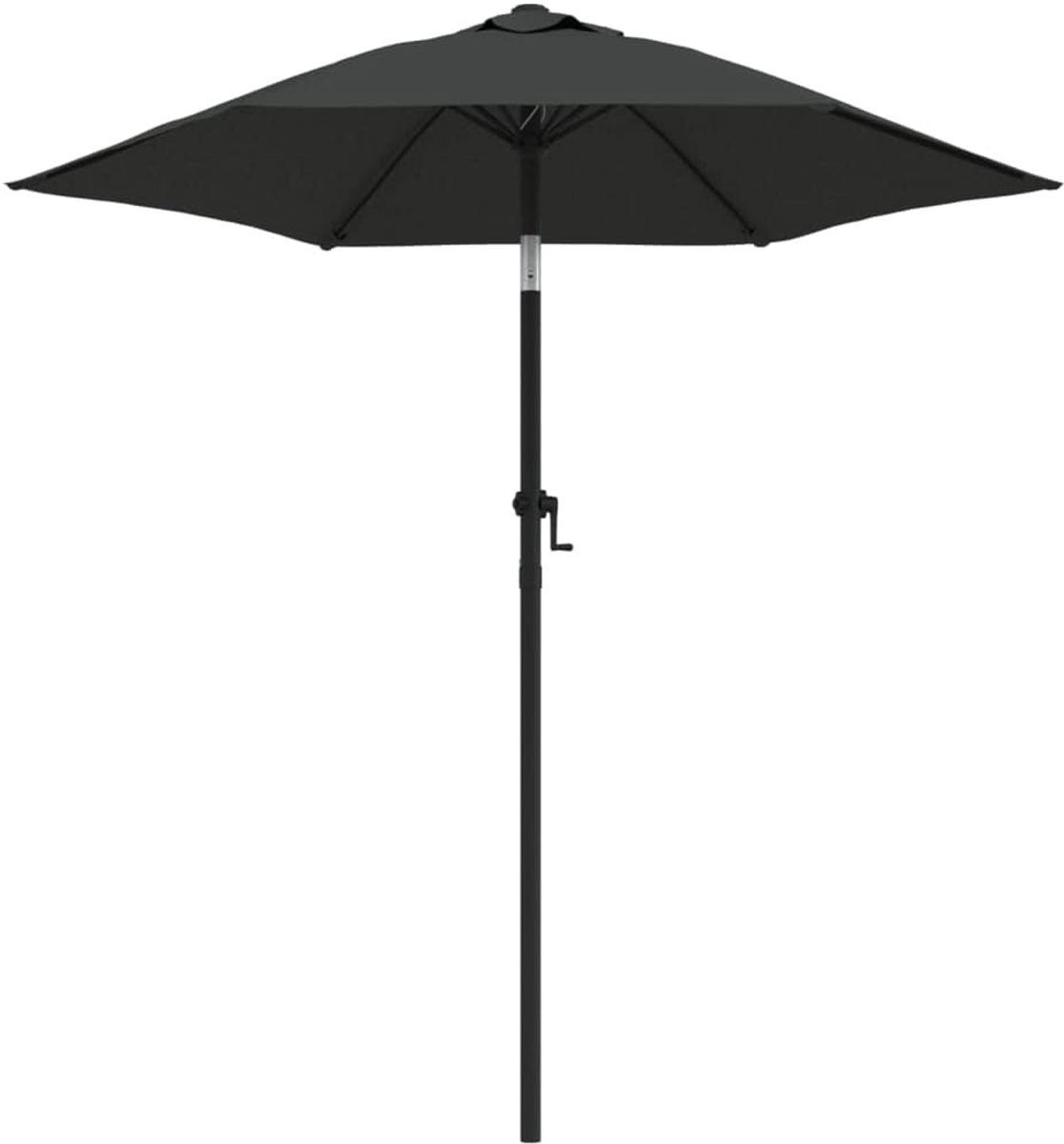 Parasol Tuin - Ø 200 cm - Kantelbaar - Zwart - Aluminium Frame - UV-bestendig & Waterafstotend - Zonnescherm voor Terras en Balkon - Met Draaimechanisme