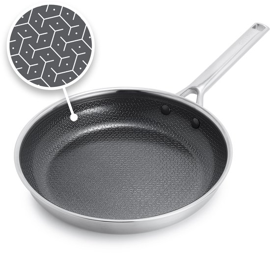 GreenPan Apex Koekenpan - 24cm - Honinggraat- Keramisch - PFAS-vrij - Inductie koekenpan - Ovenbestendig tot 220°C - Vaatwasserbestendig - RVS handgrepen – Roestvrijstaal