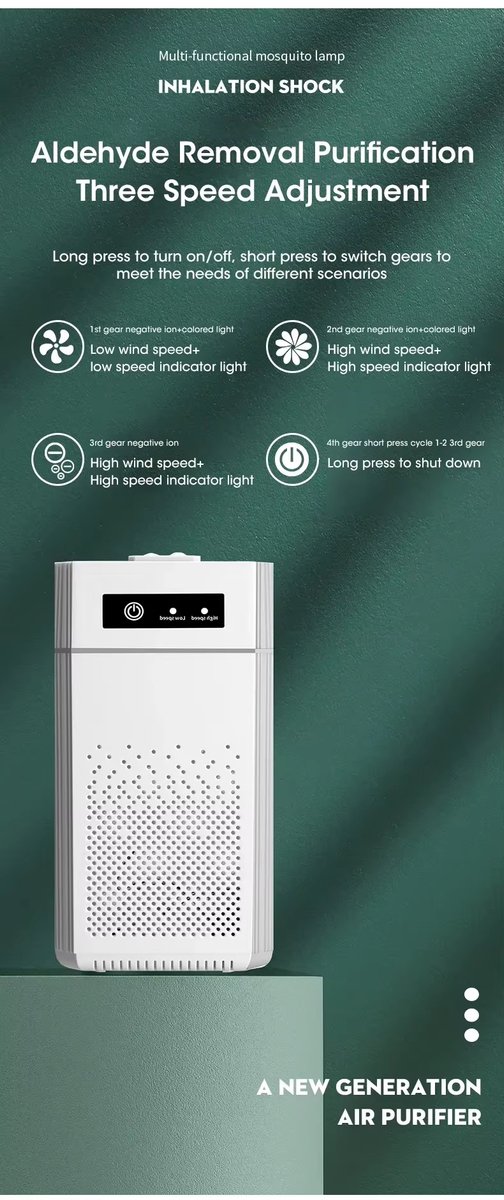 Slimme Luchtreiniger met Negatieve Ionengenerator – H12 HEPA Filter – Stil & Compact voor Werkkamer, Woonkamer en Slaapkamer – Intelligente Luchtzuivering tegen Stof, Pollen, Rook en Allergieën — afbeelding 7