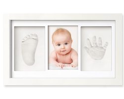 Vicon Premium Baby Fotolijst met Gipsafdruk Voet en Hand - Klei Afdruk Baby - 33 x 20 cm - Kraamcadeau Jongen/Meisje - Babyshower - Kraampakket