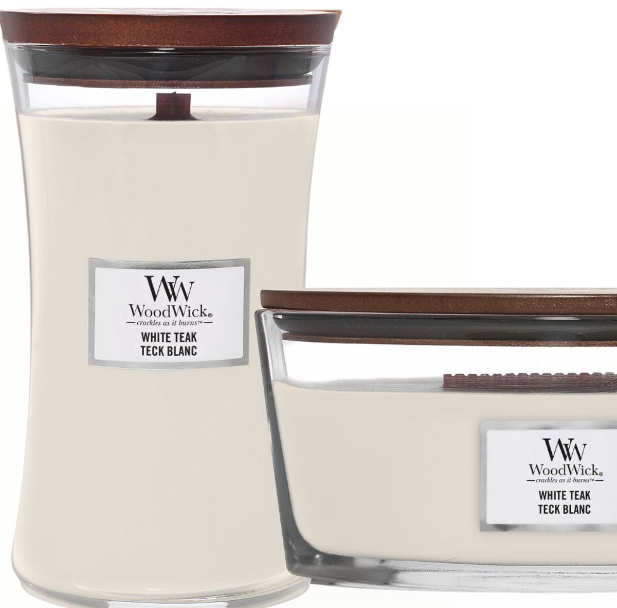 WoodWick Duo Ellipse en Large Candle White Teak