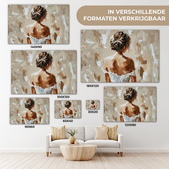 Peinture sur toile 120x80 cm - Décoration murale Femme - Peinture - Abstrait - Beige - Moderne - Décoration murale murale salon - Décoration chambre - Accessoires de chambre - Peintures