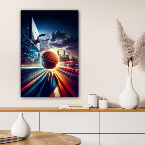 Peinture sur toile 40x60 cm - Décoration murale Basketbal - Sport - Basket - Ville - Décoration murale murale chambre ado - Décoration chambre ado - Accessoires chambre ado - Tableaux chambre