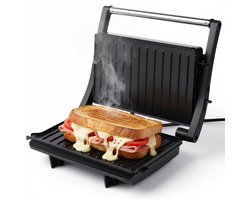 CasaCucina Contactgrill - Anti-aanbaklaag - 1000W - Panini - 23cm * 14,5cm - Grill - Compact Design - PFAS vrij - Tosti apparaat - Tafelgrill - Uitklapbaar