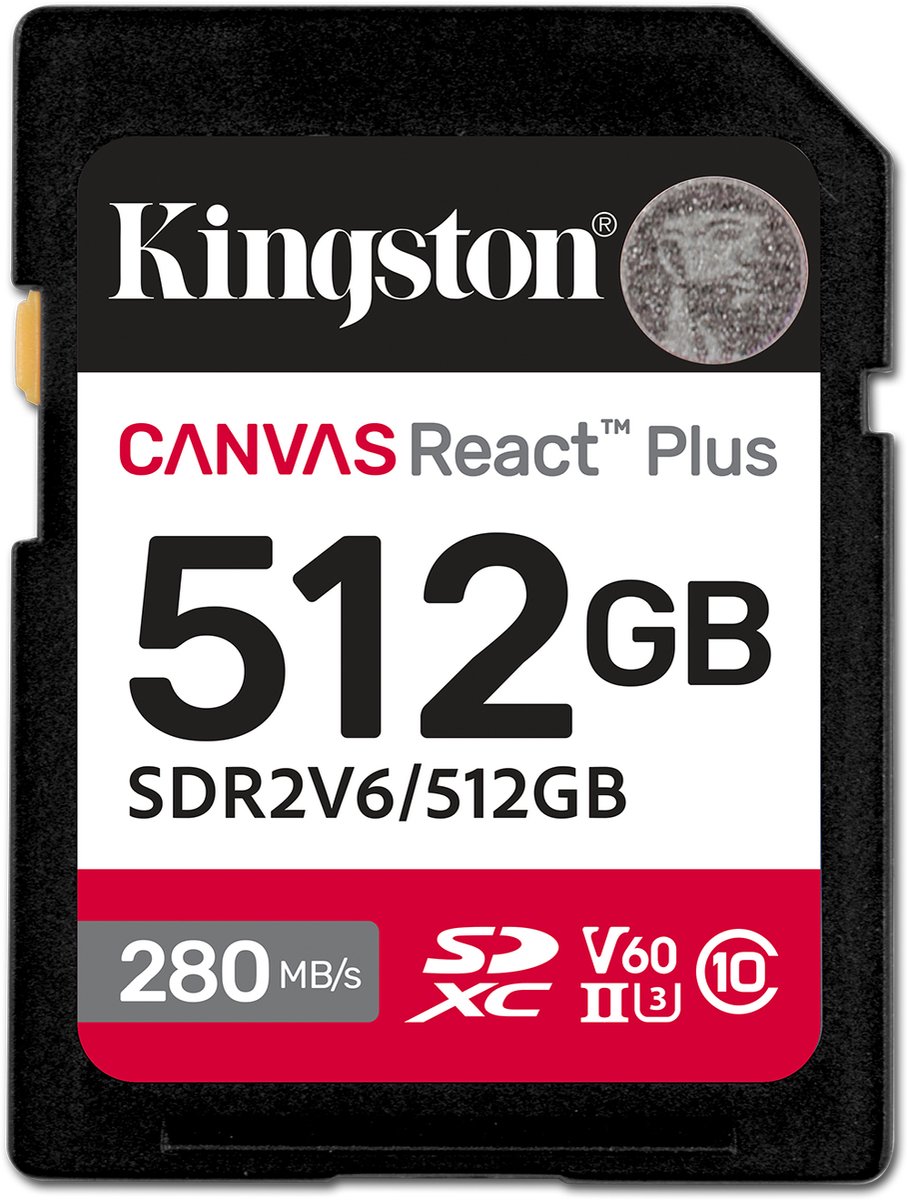 Kingston Canvas React Plus 512 GB geheugenkaart UHS-II U3, Class 10, V60