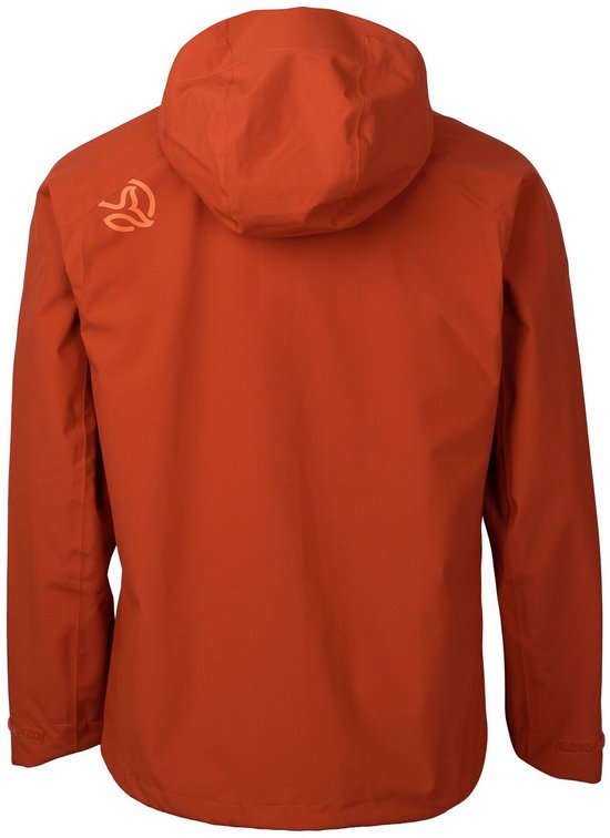 Veste Ternua orange à capuche, le dos avec un logo sur l'épaule droite.