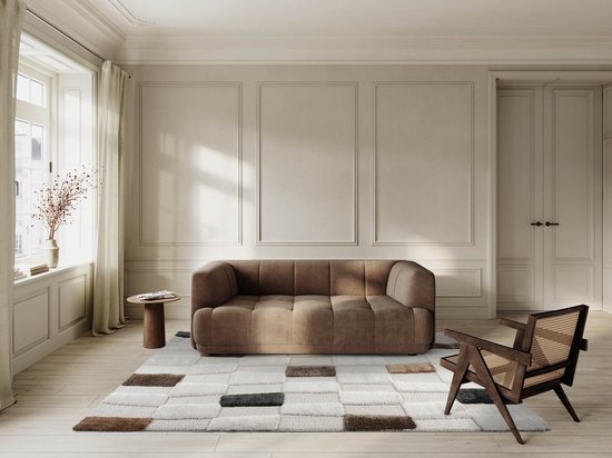 Tapis Rugsman Osaka 013.0052.6262 - 200 x 290 cm - Ivoire - Rectangulaire - Polyester - Salle à manger, Salon, Chambre - Géométrique - Moderne